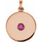 Pendentif disque en or rose 14 carats avec rubis naturel