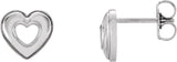 14K White Gold Heart Earrings