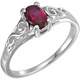 Bague en argent sterling pour jeunes, janvier, avec pierre de naissance imitation.