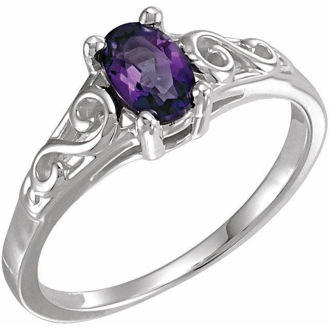 Bague de naissance imitation pierre blanche 14 carats pour jeunes (février)
