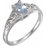 Bague en argent sterling pour jeunes d'avril avec pierre de naissance d'imitation.