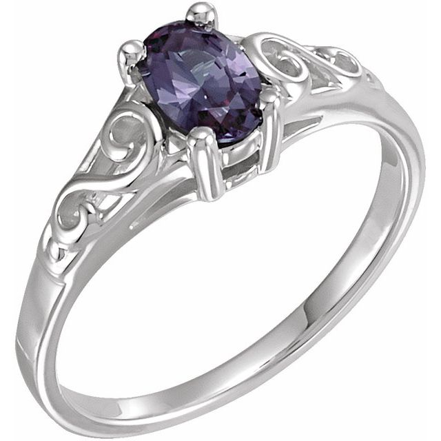 Bague de naissance imitation pierre blanche de juin pour jeune fille, en or 14 carats.