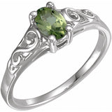 Bague de naissance imitation pierre blanche 14 carats pour le mois d'août