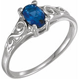 Bague en argent sterling pour jeunes, septembre, avec pierre de naissance imitation.
