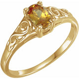 Bague de naissance imitation pierre jaune 14 carats pour les jeunes (novembre)