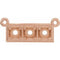Collier central en or rose 14 carats, orné d'une barrette ronde à trois pierres granulées de 3 mm et de trois pierres de 3 mm de diamètre.
