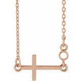 Monture de collier croix ronde latérale en or rose 14 carats de 2 mm, 40 à 45 cm (16 à 18 pouces)