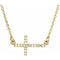 Collier croix latérale en or jaune 14 carats serti de diamants naturels (0,07 carat au total), 40-45 cm (16-18 pouces).
