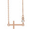Collier croix latérale en or rose 14 carats serti de diamants naturels (0,03 carat au total), 40-45 cm (16-18 pouces).