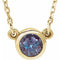 Collier solitaire en or jaune 14 carats avec alexandrite ronde de 4 mm sertie clos, 40 cm (16 pouces)