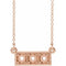 Monture de collier à trois pierres rondes granulées en or rose 14 carats de 3 mm