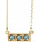 Collier trois pierres en aigue-marine naturelle jaune 14 carats, 40-45 cm