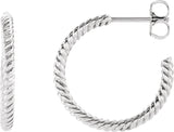 14K White Gold Rope 17 mm Hoop Earrings