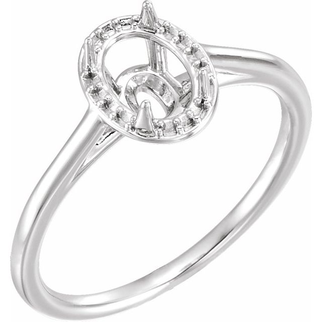 Bague de montage ovale style halo 7x5 mm en or blanc 14 carats
