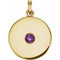 Pendentif disque en améthyste naturelle jaune 14 carats
