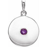 Pendentif disque en argent sterling et améthyste naturelle