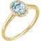 Bague en or jaune 14 carats avec aigue-marine naturelle de 7 x 5 mm et diamants naturels (0,03 carat au total).