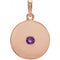 Pendentif disque en or rose 14 carats et améthyste naturelle
