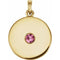 Pendentif disque en tourmaline rose naturelle jaune 14 carats