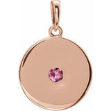 Pendentif disque en tourmaline rose naturelle 14 carats
