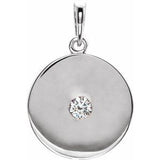 Pendentif disque en argent sterling avec diamant naturel de 0,10 carat