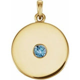Pendentif disque en aigue-marine naturelle jaune 14 carats