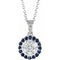 Collier en or blanc 14 carats, saphir bleu naturel et diamants naturels (0,3 carat au total), 40-45 cm
