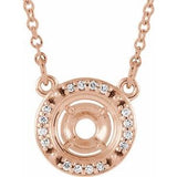 Collier semi-serti de 40 cm (16 pouces) en or rose 14 carats, diamants naturels ronds de 10 mm et de 0,07 carat au total, sertis de diamants roses de 14 mm.