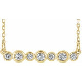 Collier avec barrette sertie de diamants naturels jaunes 14 carats (0,25 carat au total), 40 à 45 cm (16 à 18 pouces).