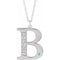 Collier en argent sterling rhodié avec initiale B en zircon bleu imitation, 45,7 cm (18 pouces), personnalisable.