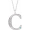 Collier en or blanc 14 carats avec initiale C en zircon bleu imitation gravable, 45,7 cm (18 pouces).