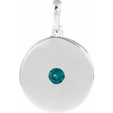 Pendentif disque en alexandrite blanche 14 carats de synthèse