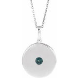 Collier avec disque d'alexandrite blanche cultivée en laboratoire et or 14 carats, 40-45 cm