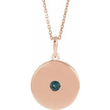 Collier en or rose 14 carats avec disque d'alexandrite de laboratoire de 40 à 45 cm