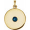 Pendentif disque en or jaune 14 carats et saphir bleu naturel