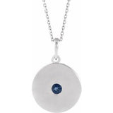 Collier en argent sterling avec disque de saphir bleu de laboratoire, 40-45 cm