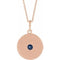 Collier en or rose 14 carats avec saphir bleu de laboratoire (disque) de 40 à 45 cm