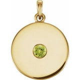 Pendentif disque en péridot naturel jaune 14 carats