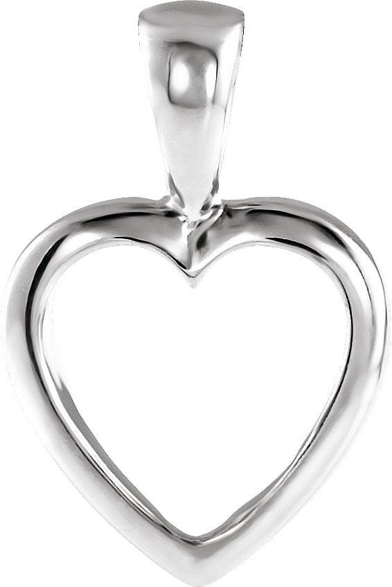 14K White Gold 15x10 mm Open Heart Pendant