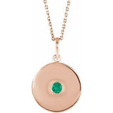 Collier avec disque d'émeraude de laboratoire rose 14 carats, 40-45 cm