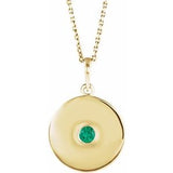 Collier avec disque d'émeraude jaune 14 carats cultivée en laboratoire, 40-45 cm