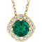 Collier de 45,7 cm (18 pouces) en or 14 carats, orné d'une émeraude de laboratoire jaune et de diamants naturels (0,08 carat au total).