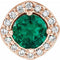 Pendentif en or 14 carats avec émeraude de laboratoire rose et diamants naturels (0,08 carat au total).