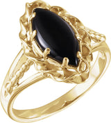 14K Yellow Gold Natural Onyx Rope Ring