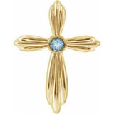 Pendentif croix en aigue-marine naturelle jaune 14 carats