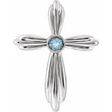 Pendentif croix en argent sterling et aigue-marine naturelle