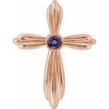 Pendentif croix en or rose 14 carats et améthyste naturelle