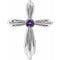 Pendentif croix en platine et améthyste naturelle