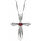 Collier croix en or 14 carats et grenat naturel du Mozambique, 40-45 cm