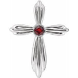 Pendentif croix en platine et grenat naturel du Mozambique